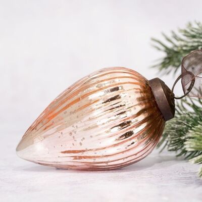 Decorazione per albero di Natale con pigna in vetro rosa da 7,6 cm