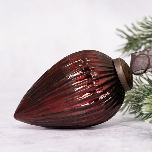 3" Wine Red Glass Pinecone Christmas Tree Decoration