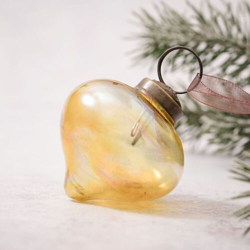 3" Gold Luster Glass Lantern Christmas Bauble