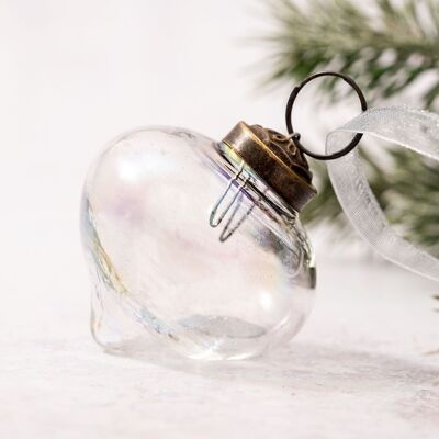 3" Clear Luster Glass Lantern Christmas Bauble