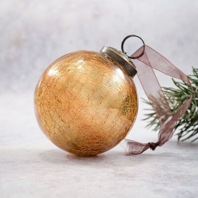 3" Honig-Crackle-Glas-Weihnachtskugel
