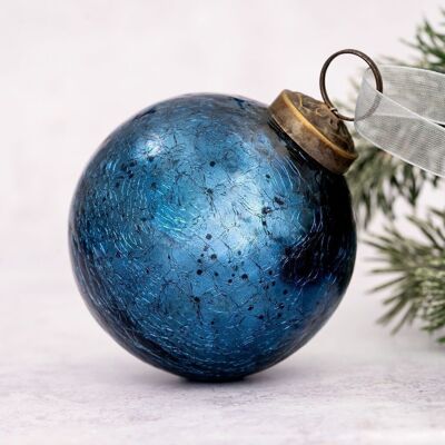 3" Old Navy Crackle Glass Christmas Bauble