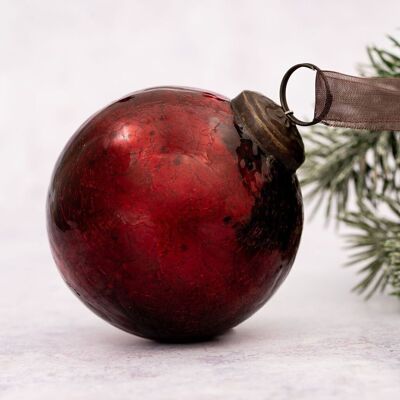 3" Wine Crackle Glass Christmas Bauble