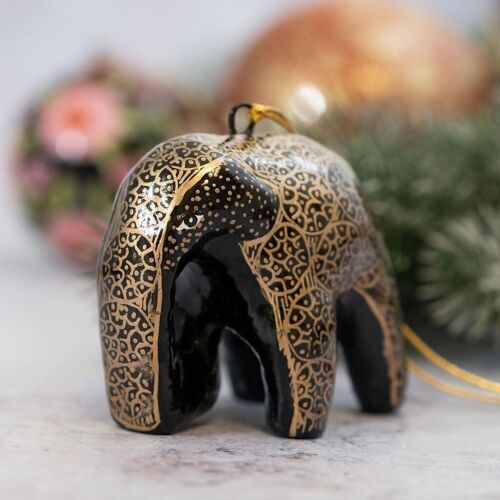 Obsidion Elephant Paper-mache Hanging Christmas Tree Decoration