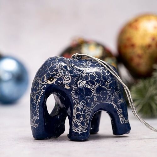 Old Navy Pebble Design Elephant Paper-mache Hanging Christmas Tree Decoration