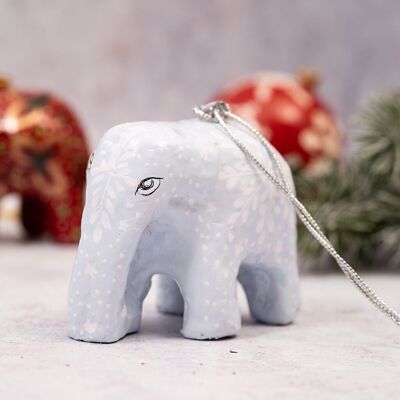 Sky Blue Snowflake Elephant Paper-mache Hanging Christmas Tree Decoration