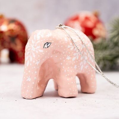 Rose Snowflake Elephant Paper-mache Hanging Christmas Tree Decoration