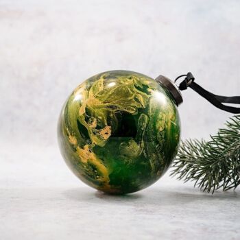 Boule de marbre émeraude de 4 pouces, grande décoration de Noël à suspendre en verre 1