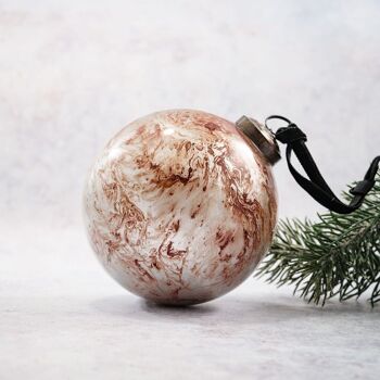 Boule de marbre rouge sang de bœuf de 4 pouces, grande décoration de Noël à suspendre en verre 1