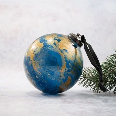 10,2 cm große blaugrüne Marmorkugel zum Aufhängen, Weihnachtsdekoration aus Glas