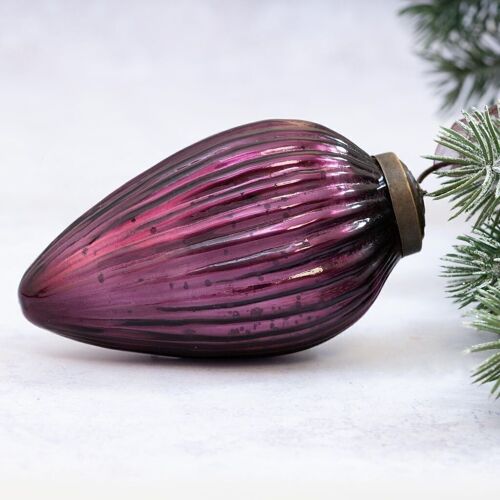 4" Mulberry Glass Hanging Pinecone Ornament