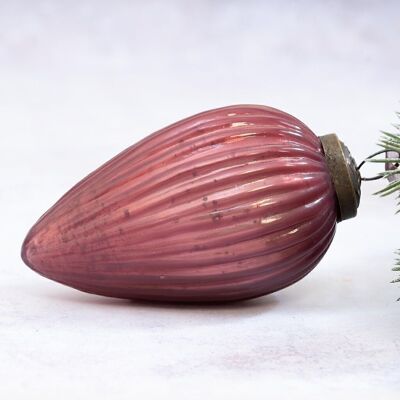 Adorno de piña colgante de vidrio malva de 4"