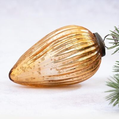 4" Honey Glass Hanging Pinecone Ornament