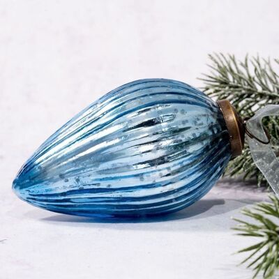 4" Sky Glass Hanging Pinecone Ornament