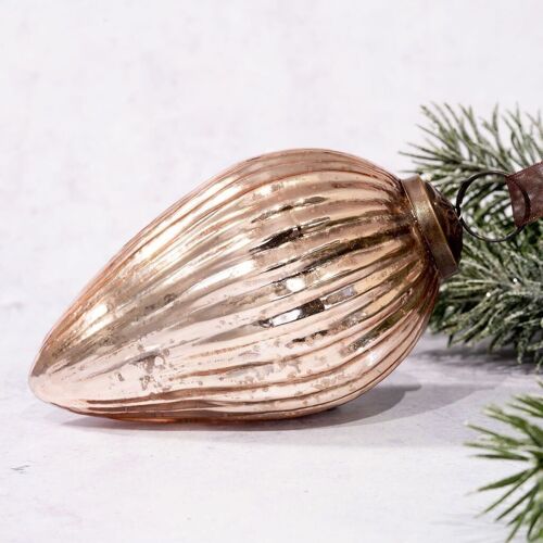 4" Rose Glass Hanging Pinecone Ornament