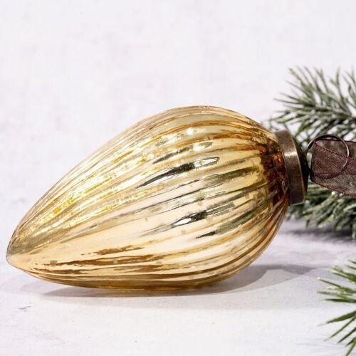 4" Gold Glass Hanging Pinecone Ornament