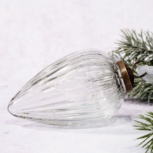 4" Clear Glass Hanging Pinecone Ornament