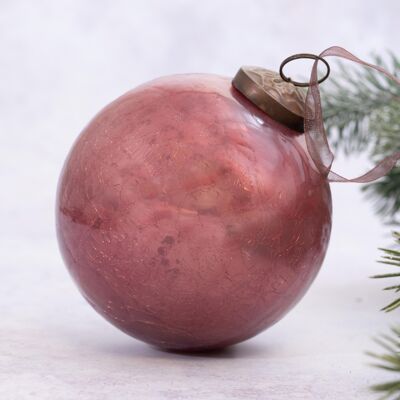 Ornement d'arbre de Noël suspendu en verre craquelé mauve de 4 po