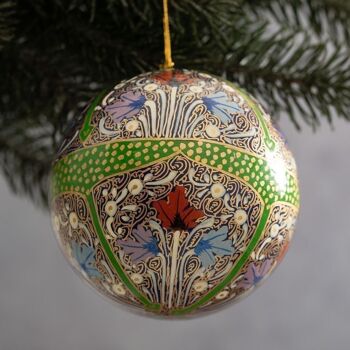 Boule de Noël suspendue en papier mâché treillis vert 4" 1