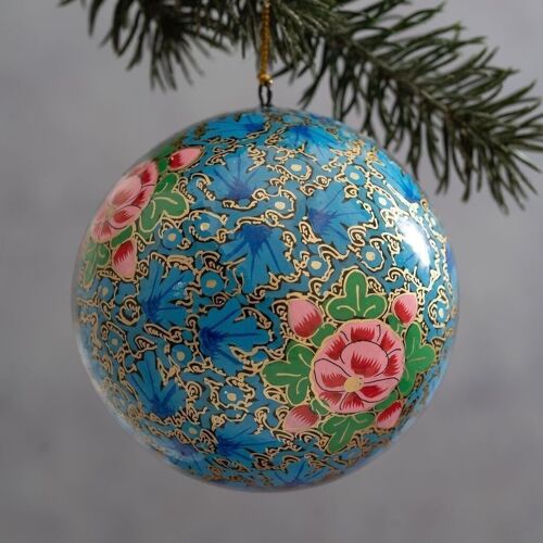 4" Spigelia Paper Mache Christmas Hanging Bauble