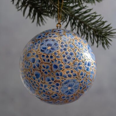 4" Indian 8 Floral Paper Mache Christmas Hanging Bauble