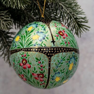 4" Indian 10 Paper Mache Floral Hanging Bauble