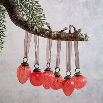 Ensemble de 6 petites boules en verre lustre pêche de 1 po de conception mixte 2