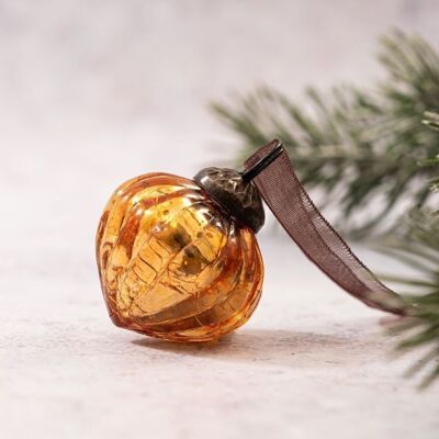 Juego de 6 faroles decorativos navideños pequeños de cristal craquelado de miel de 1"