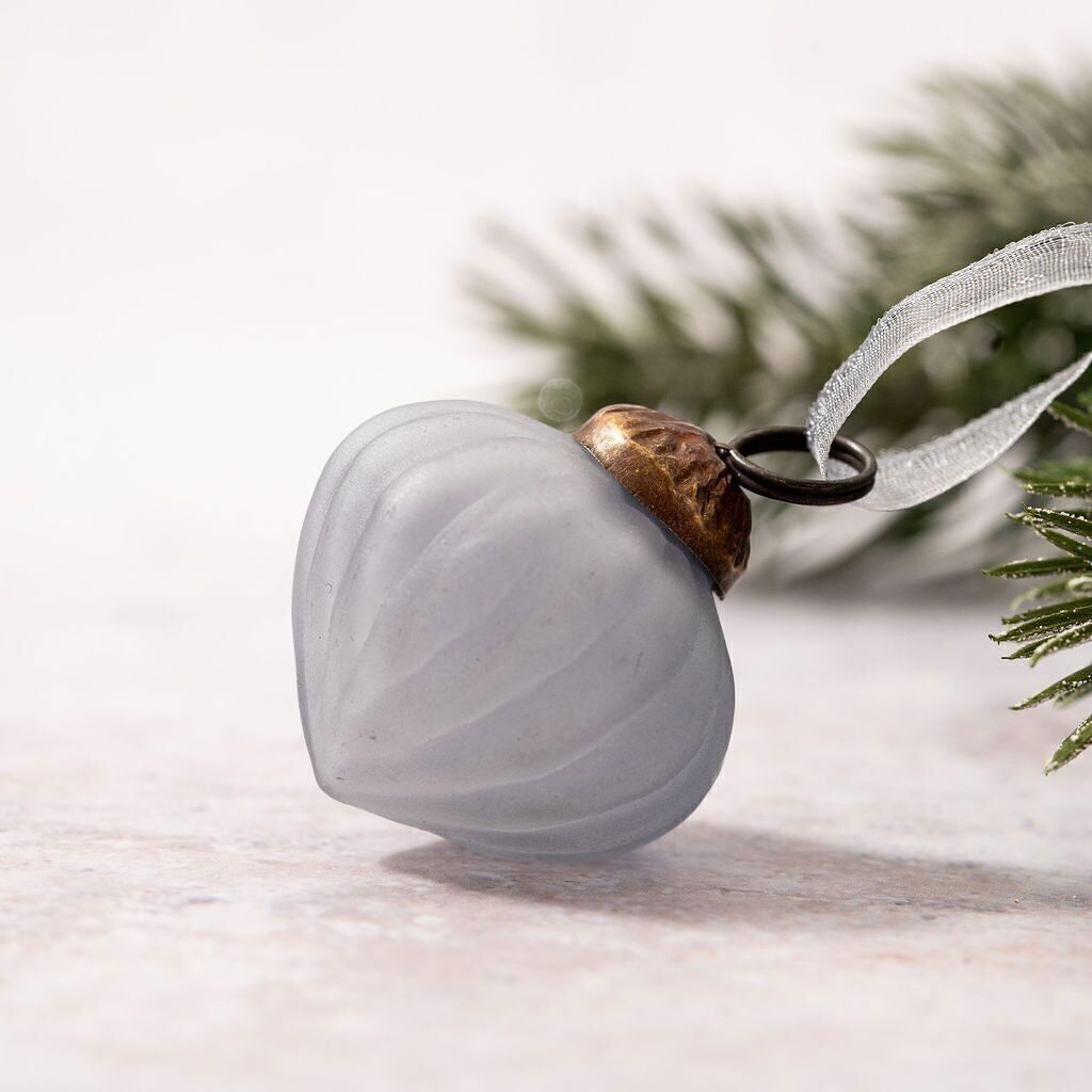 Set di 6 piccole lanterne per decorazioni natalizie in vetro smerigliato fumé da 1 pollice