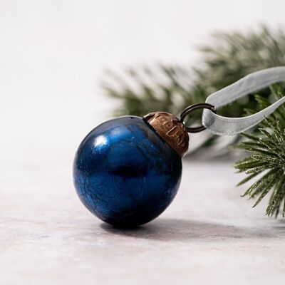 Juego de 6 adornos navideños pequeños de vidrio craquelado Old Navy de 1"