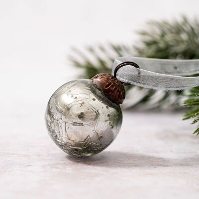 Juego de 6 bolas decorativas navideñas pequeñas de 1" con efecto craquelado ahumado