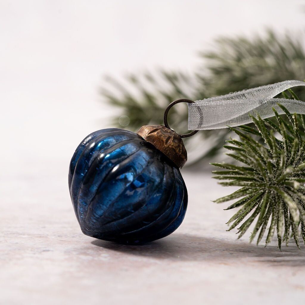 Set di 6 piccole lanterne per decorazioni natalizie in vetro craquelé da 2,5 cm