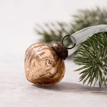 Ensemble de 6 petites lanternes de décoration de Noël en verre craquelé de champagne de 1 po 1