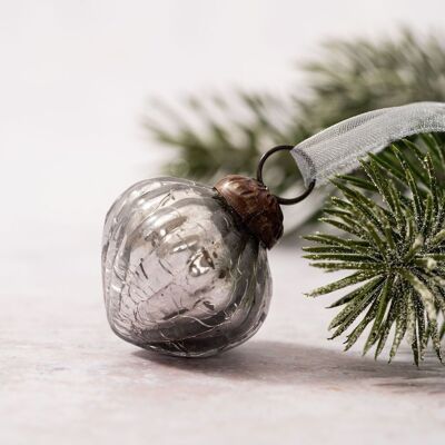 Juego de 6 faroles decorativos navideños pequeños de cristal craquelado ahumado de 1"