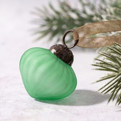 Set mit 6 kleinen 2,5 cm großen smaragdgrünen Milchglas-Weihnachtsdekorationslaternen
