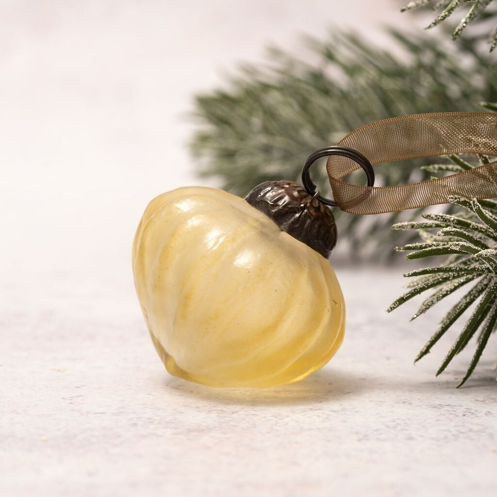 Set di 6 piccole lanterne per decorazioni natalizie in vetro smerigliato oro da 1 pollice