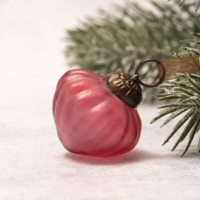Set di 6 lanterne piccole con decorazioni natalizie in vetro smerigliato rosso da 2,5 cm