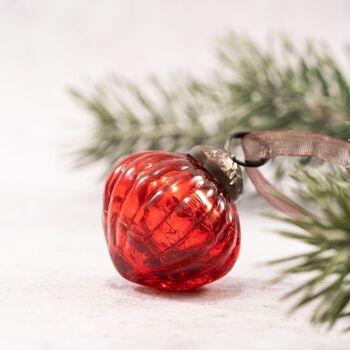 Ensemble de 6 petites lanternes de décoration de Noël en verre craquelé rouge de 1 po 1