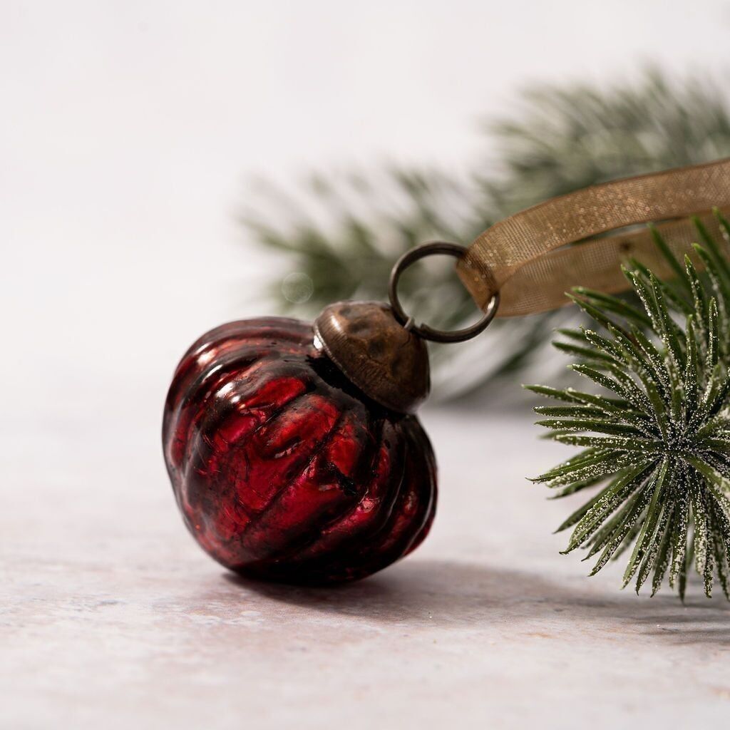 Set di 6 piccole lanterne per decorazioni natalizie in vetro craquelé da 2,5 cm