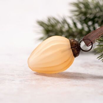 Ensemble de 6 petites pommes de pin en verre givré de 1 po pour décorations de Noël 2