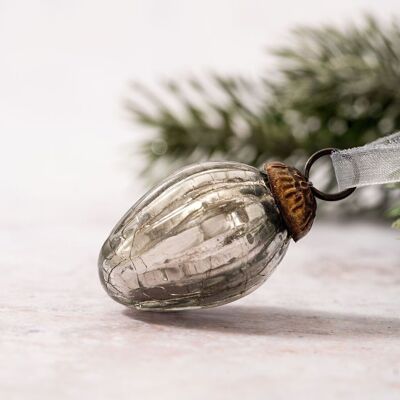 Set of 6 Small 1" Smoke Crackle Glass Christmas Decorations Pinecones