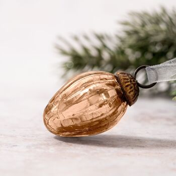 Ensemble de 6 petites pommes de pin en verre craquelé à champagne de 1 po 1