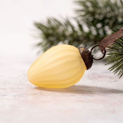Ensemble de 6 petites pommes de pin de décorations de Noël en verre givré doré de 1 po