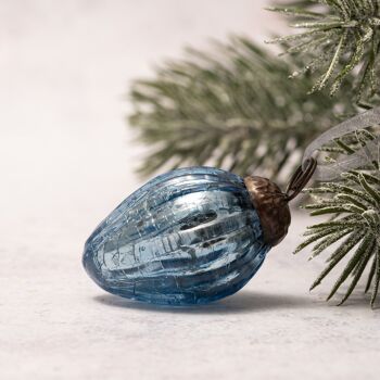 Ensemble de 6 petites pommes de pin en verre de décorations de Noël craquelées de 1 po 1
