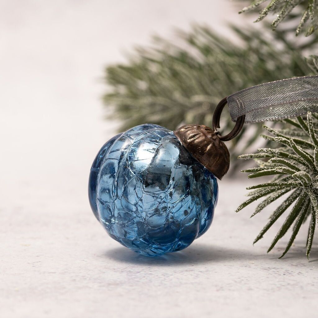 Set di 6 piccoli turbinii di cielo con decorazioni natalizie craquelé da 1 pollice