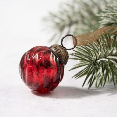 Set di 6 piccole decorazioni natalizie craquelé da 1 pollice, turbinii rossi