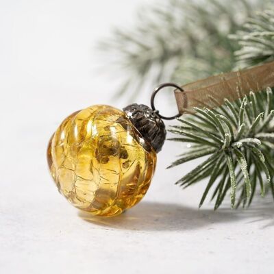 Ensemble de 6 petites décorations de Noël craquelées de 1 po, tourbillons dorés