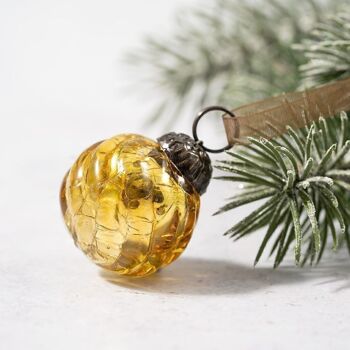 Ensemble de 6 petites décorations de Noël craquelées de 1 po, tourbillons dorés 2
