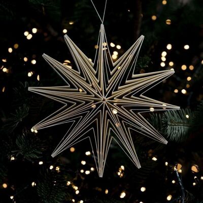 Decoración navideña con estrella colgante gigante de papel blanco
