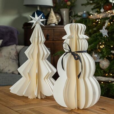 Medium White Paper Snowman Christmas Ornament